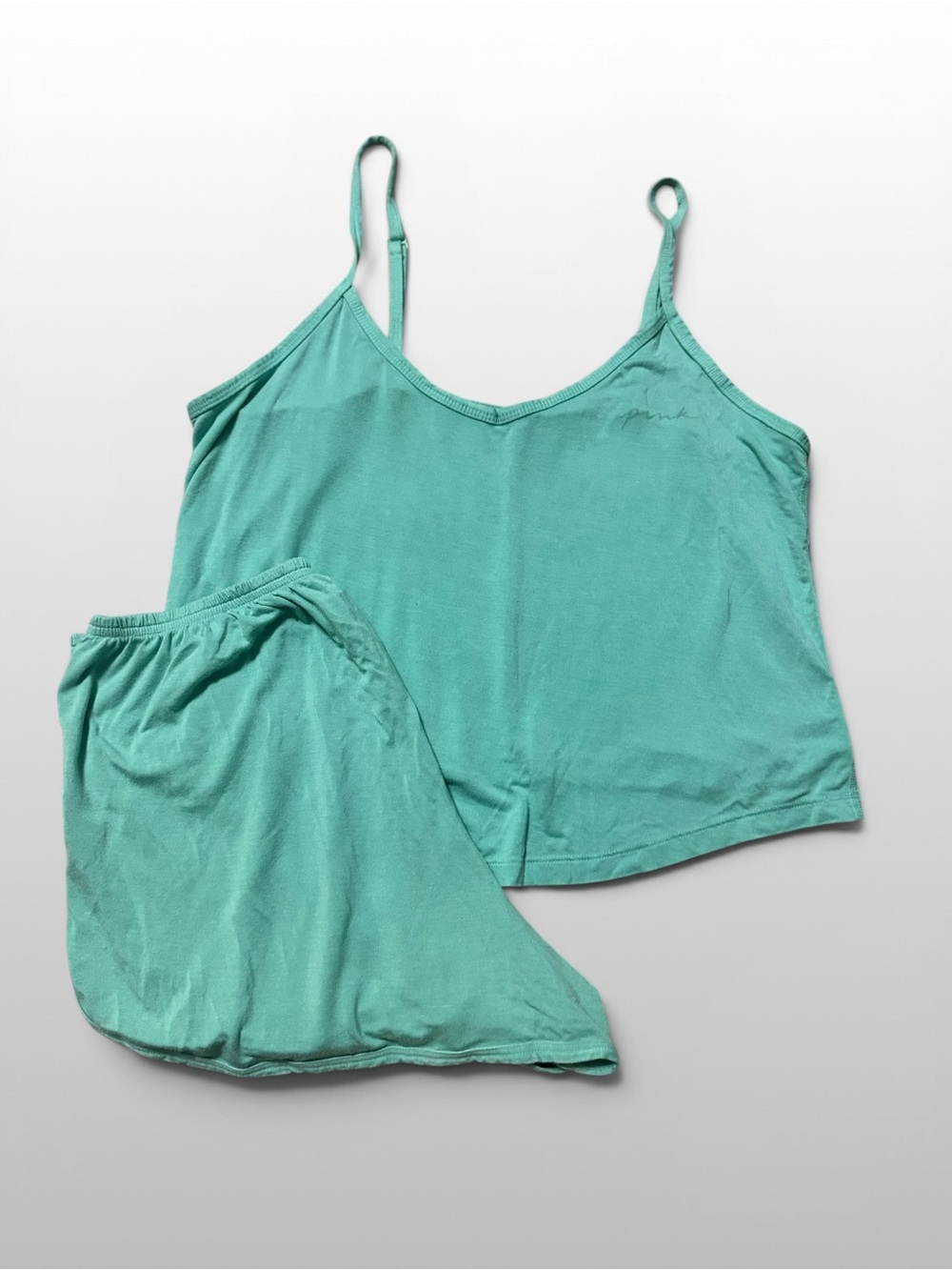 PINK Victoria's Secret Y2K Aqua Pajama Lounge Set Cami Shorts Medium